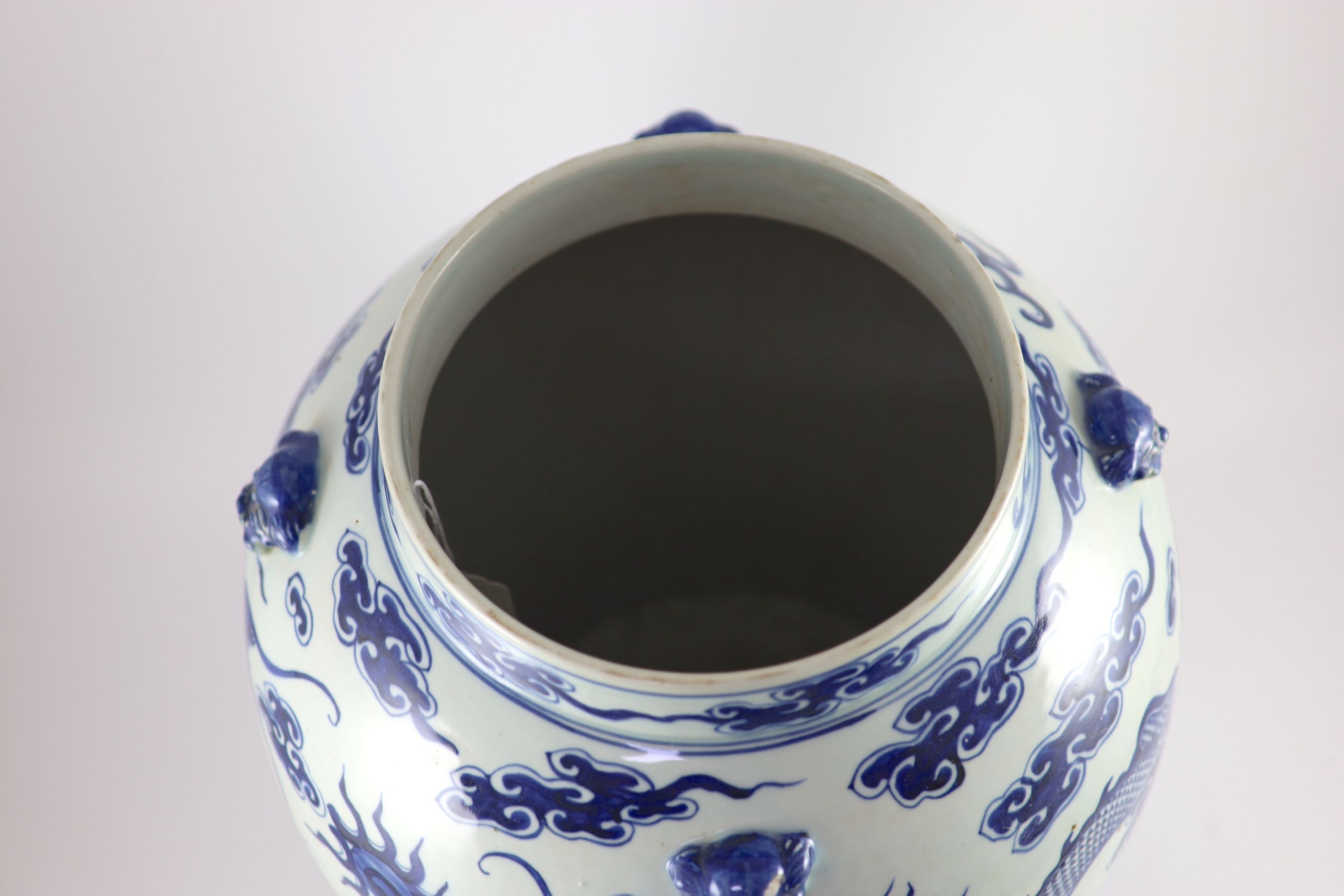 A large Chinese blue and white baluster 'dragon' jar, Daoguang period (1821-50), 48cm high